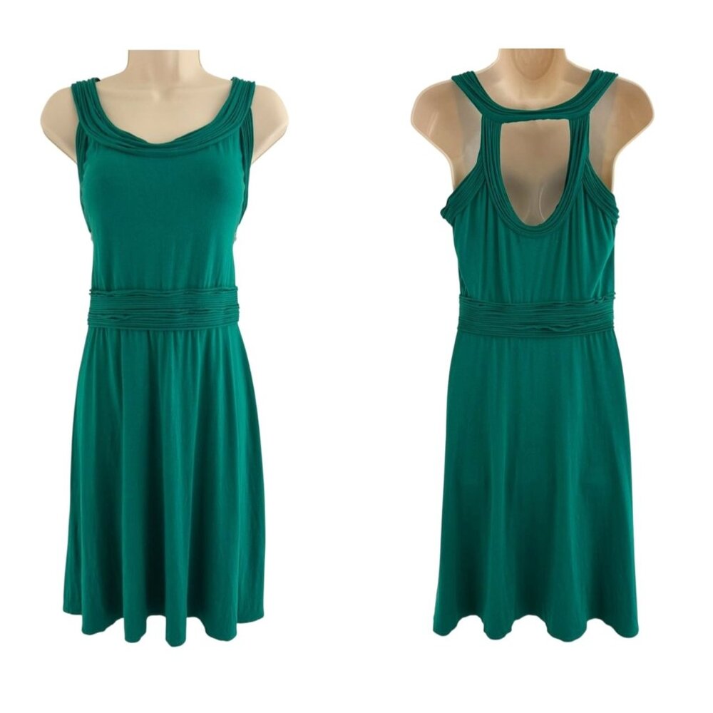 Max Studio Green Sleeveless Cutout Back Sundress Size M Summer Emerald Jade